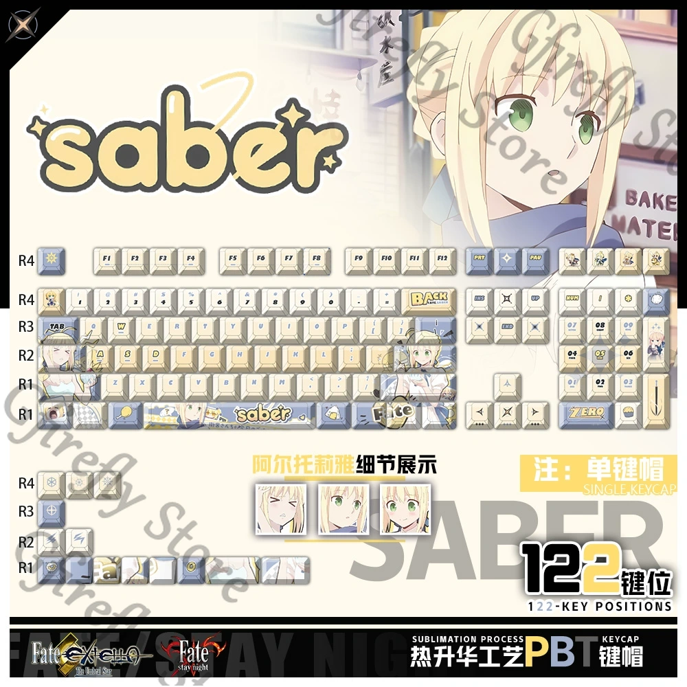 Fate Anime Merchandise - FATE Altria Pendragon Mechanical Cartoon Keycaps